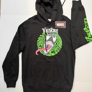 Venom Tongue Portrait Logo, Black Hoodie, Mens Size M